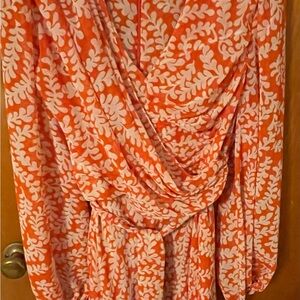 Diane Von Furstenberg Orange and Cream Patterned Dress